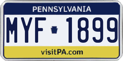 PA license plate MYF1899