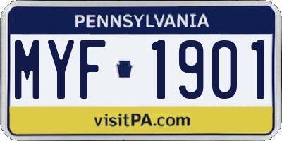 PA license plate MYF1901