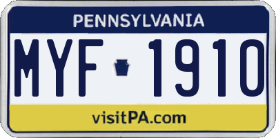 PA license plate MYF1910