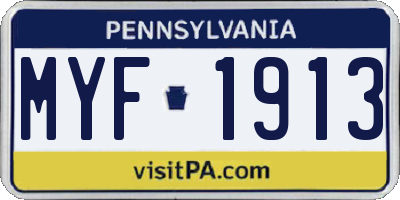 PA license plate MYF1913