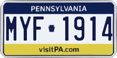 PA license plate MYF1914