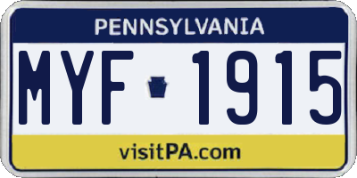 PA license plate MYF1915