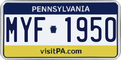 PA license plate MYF1950