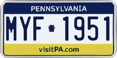 PA license plate MYF1951