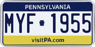 PA license plate MYF1955