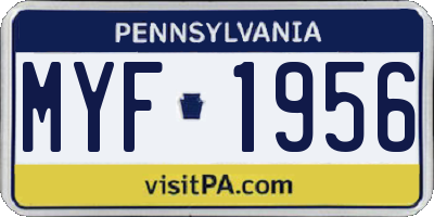 PA license plate MYF1956