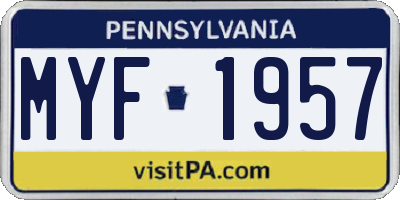 PA license plate MYF1957