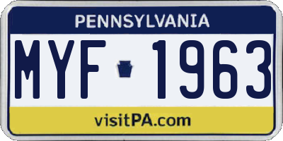 PA license plate MYF1963
