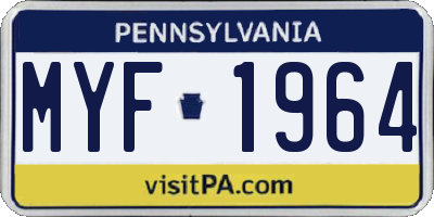 PA license plate MYF1964