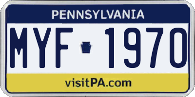 PA license plate MYF1970
