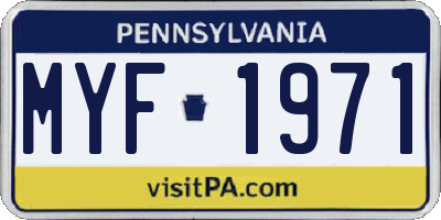 PA license plate MYF1971