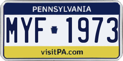 PA license plate MYF1973