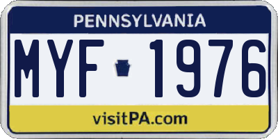 PA license plate MYF1976