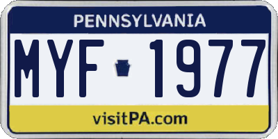 PA license plate MYF1977