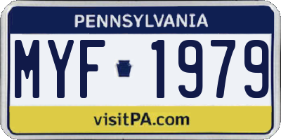 PA license plate MYF1979