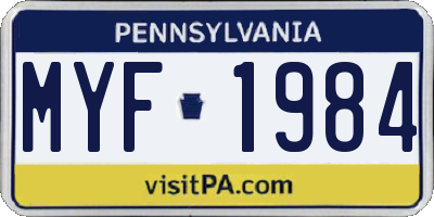 PA license plate MYF1984