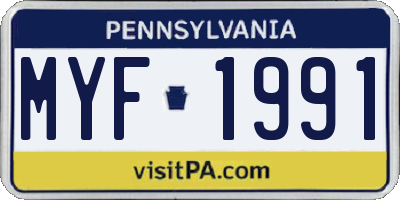 PA license plate MYF1991