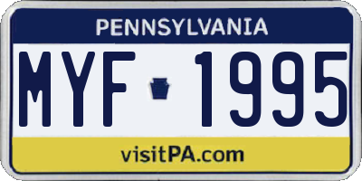 PA license plate MYF1995