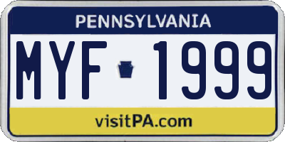 PA license plate MYF1999