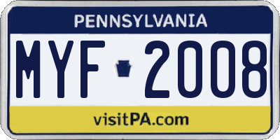 PA license plate MYF2008