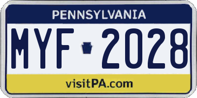 PA license plate MYF2028