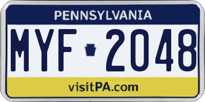 PA license plate MYF2048