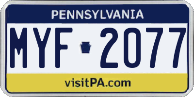 PA license plate MYF2077