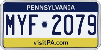 PA license plate MYF2079
