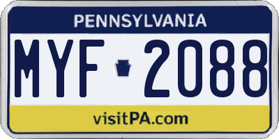 PA license plate MYF2088