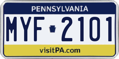 PA license plate MYF2101