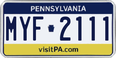 PA license plate MYF2111