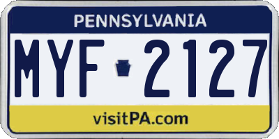 PA license plate MYF2127
