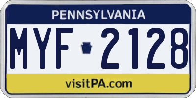 PA license plate MYF2128