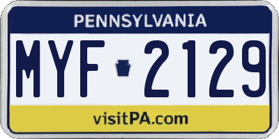 PA license plate MYF2129