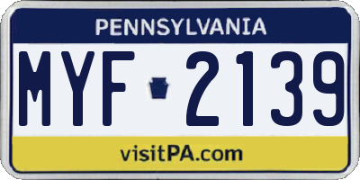 PA license plate MYF2139