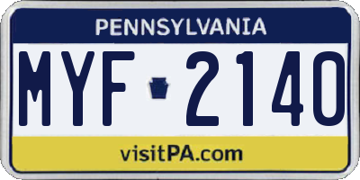 PA license plate MYF2140