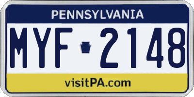 PA license plate MYF2148