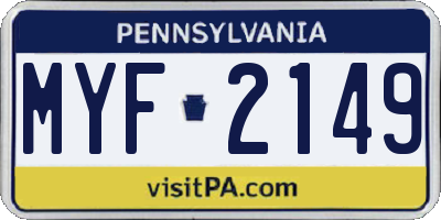 PA license plate MYF2149