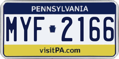 PA license plate MYF2166