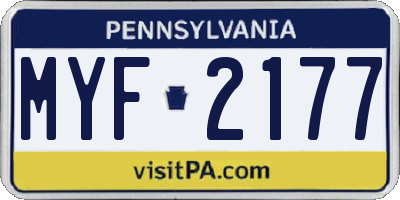 PA license plate MYF2177