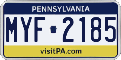 PA license plate MYF2185