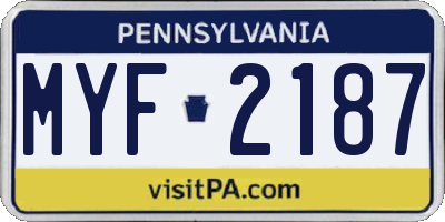 PA license plate MYF2187