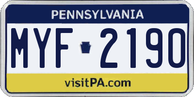 PA license plate MYF2190