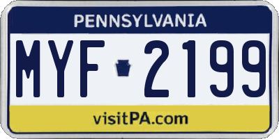 PA license plate MYF2199