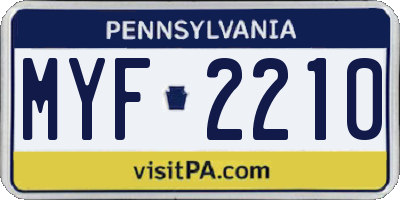 PA license plate MYF2210
