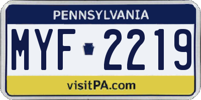 PA license plate MYF2219