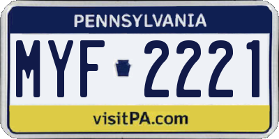 PA license plate MYF2221