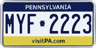 PA license plate MYF2223