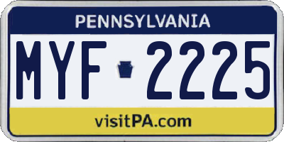 PA license plate MYF2225