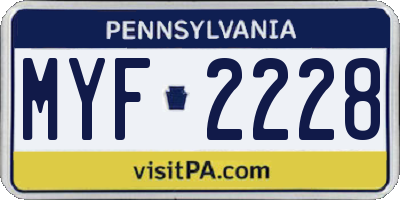 PA license plate MYF2228